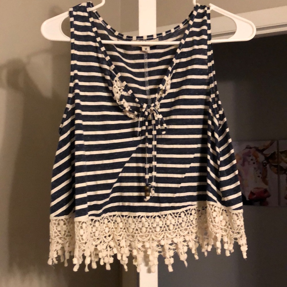 Crop navy tank